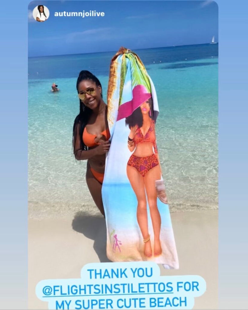 Autumn Joi (Live) of 96.3 WHUR Spotted with FlightsInStilettos Glam Girl Beach Towel In Jamaica
